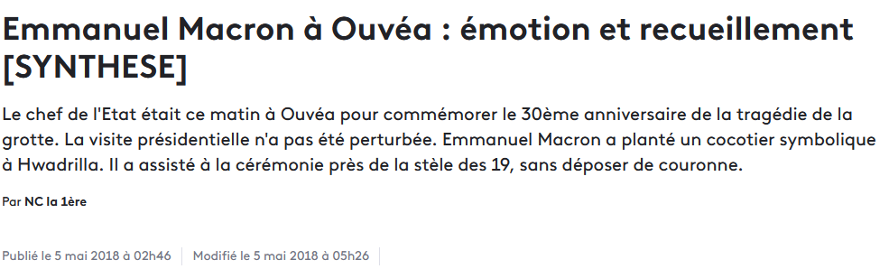 5 Mai 2018 - Emmanuel Macron plante un cocotier à Ouvéa, en Nouvelle Caledonie