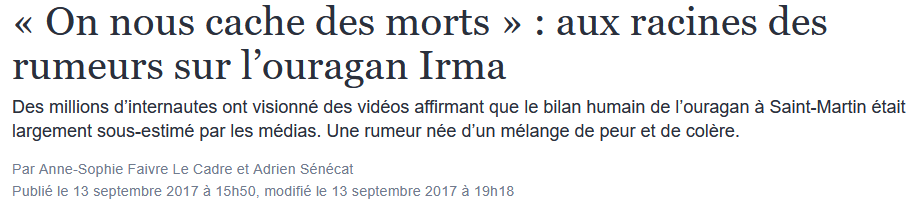 L'ouragan Irma a fait moins de victimes que ce que les rumeurs suggéraient
