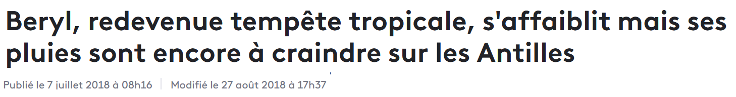 7 Juillet 2018 - ...mais est devenue une simple tempête même si elle a provoqué de fortes pluies.