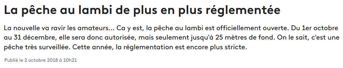Du 1er Octobre au 31 Décembre 2018 - La pêche au lambi, très reglementée a eu lieu durant cette periode en 2018.