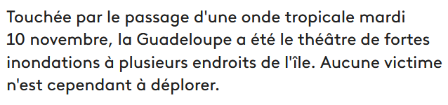 Novembre 2016 - Fortes innondations en Guadeloupe.